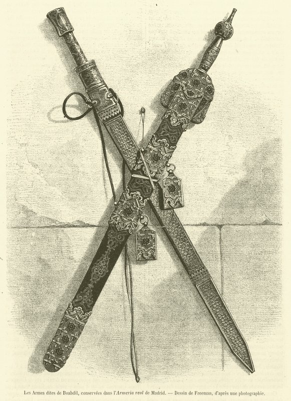 De såkalte Boabdil Arms, bevart i Real Armory of Madrid (gravering) av French School