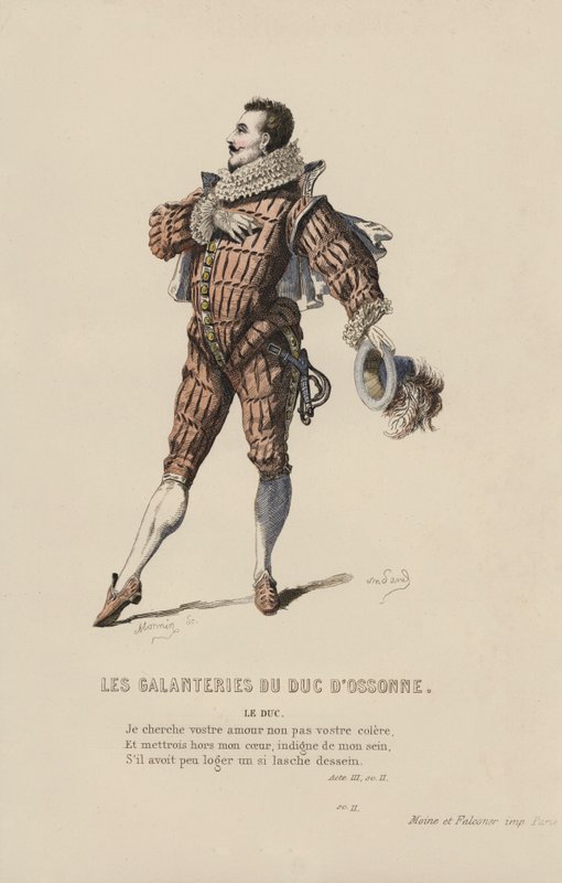 Galanteriene til hertugen av Ossonne, hertugen (farget gravering) av French School
