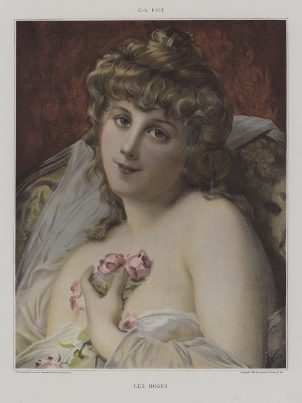 Les Roses (roser) (farge litho) av French School