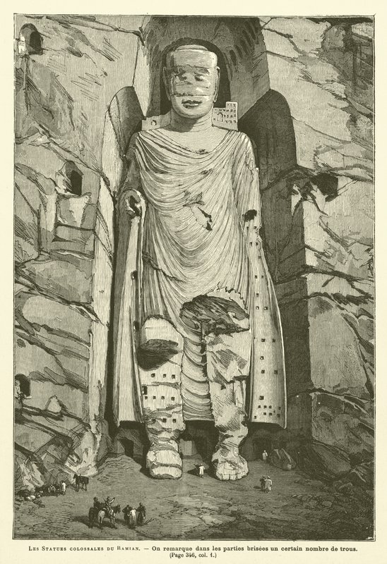De kolossale statuene av Bamian (gravering) av French School