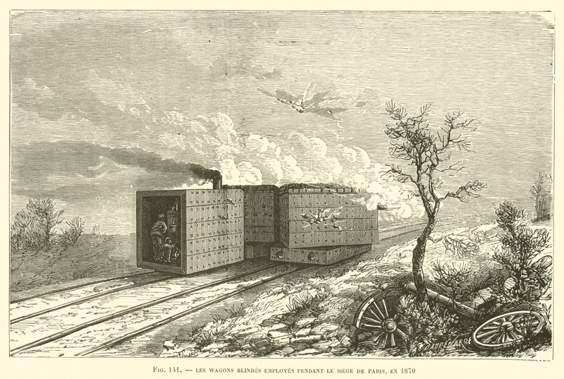 De blinde vognene ansatt under beleiringen av Paris, i 1870 (gravering) av French School