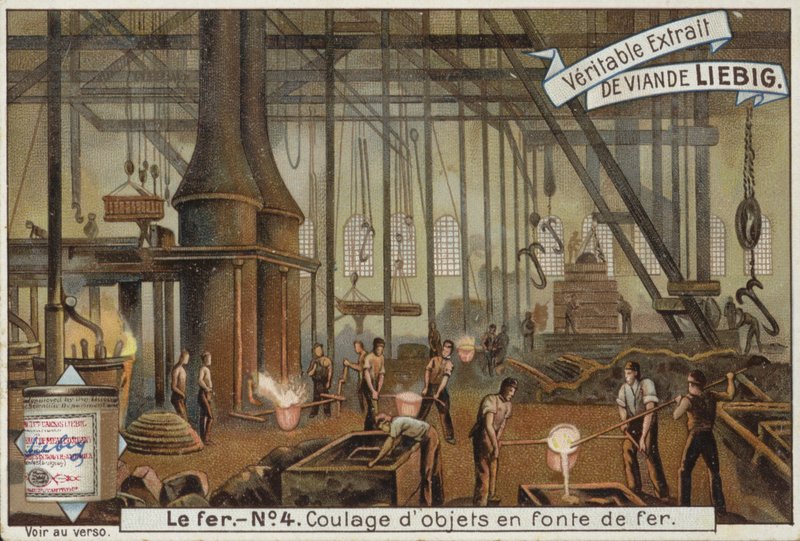Liebig-kort med jernindustrien av French School