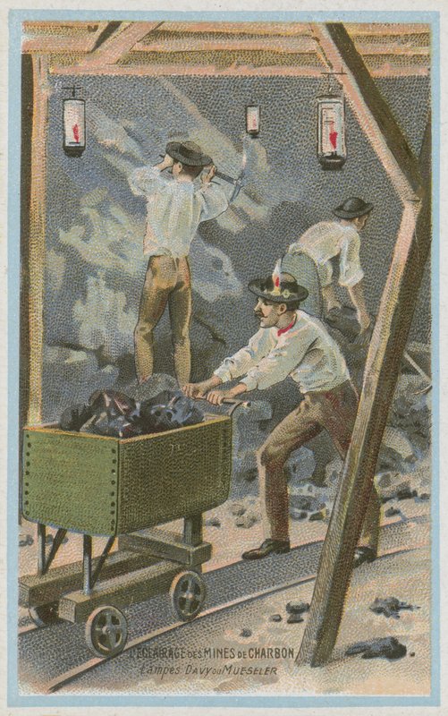 Belysning av kullgruver, Davy-lamper eller Mueseler-lamper av French School
