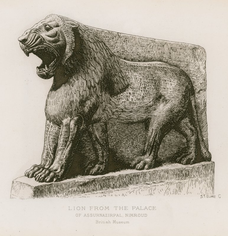 Løve fra palasset til Ashurnasirpal, Nimrud, British Museum av French School