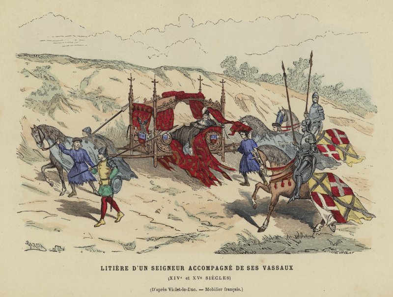 Kull av en adelsmann akkompagnert av hans vasaller, 1300- eller 1400-tallet av French School