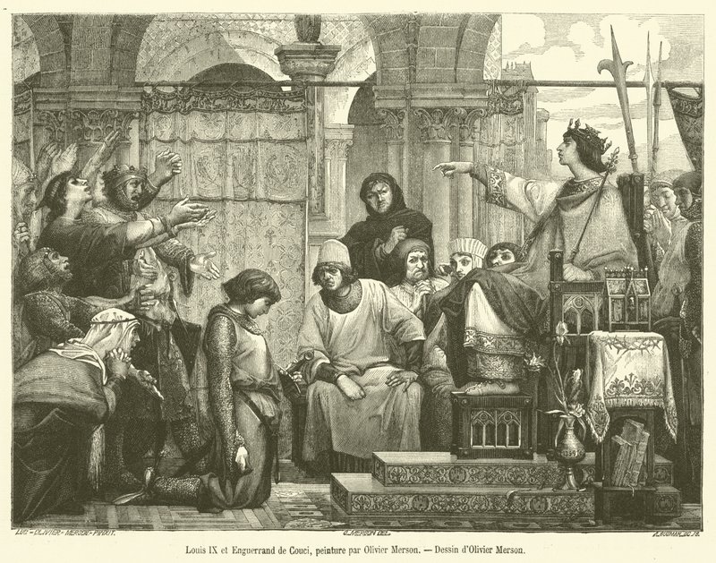 Louis IX og Enguerrand de Couci (gravering) av French School