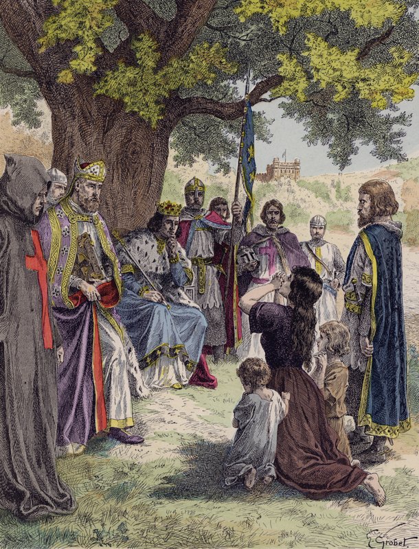 Ludvig IX av Frankrike utøver rettferdighet under et eiketre i Vincennes av French School