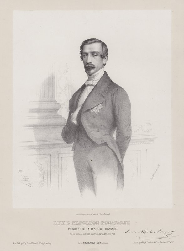 Louis Napoleon Bonaparte, president i Den franske republikk, ca. 1848 (lito) av French School