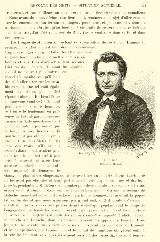 Louis Riel , kanadisk politiker og leder for Metis-folket i de kanadiske præriene av French School