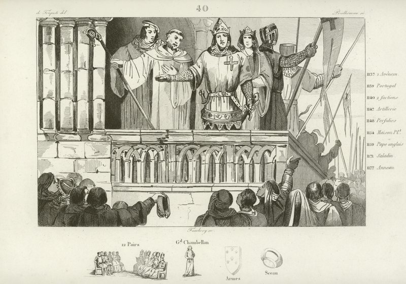 Louis VII av Frankrike øker støtten til det andre korstoget, c1147 av French School