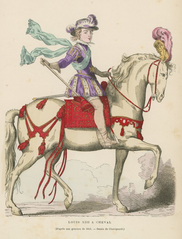 Ludvig XIII av Frankrike til hest av French School