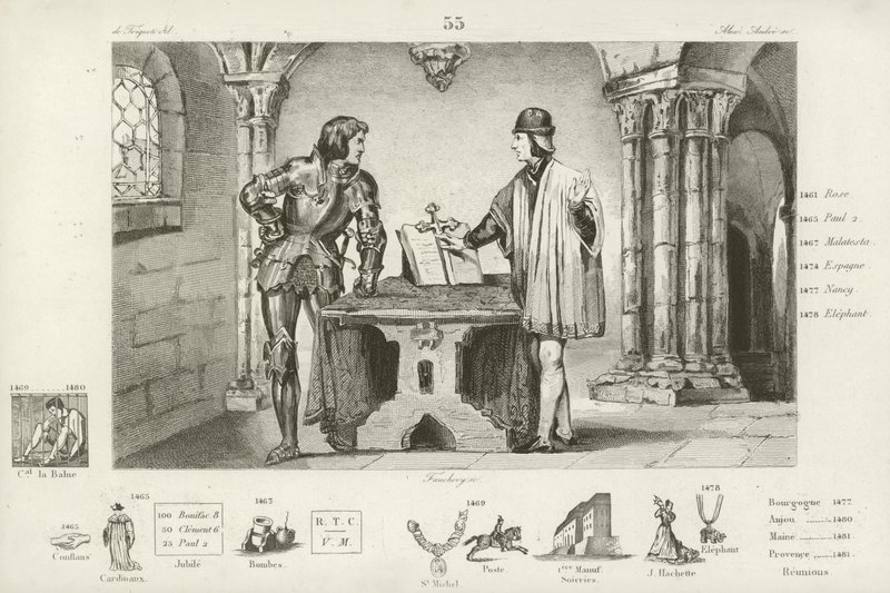 Ludvig XI av Frankrike holdt fanget av Karl den dristige av Burgund i Peronne, 1468 av French School
