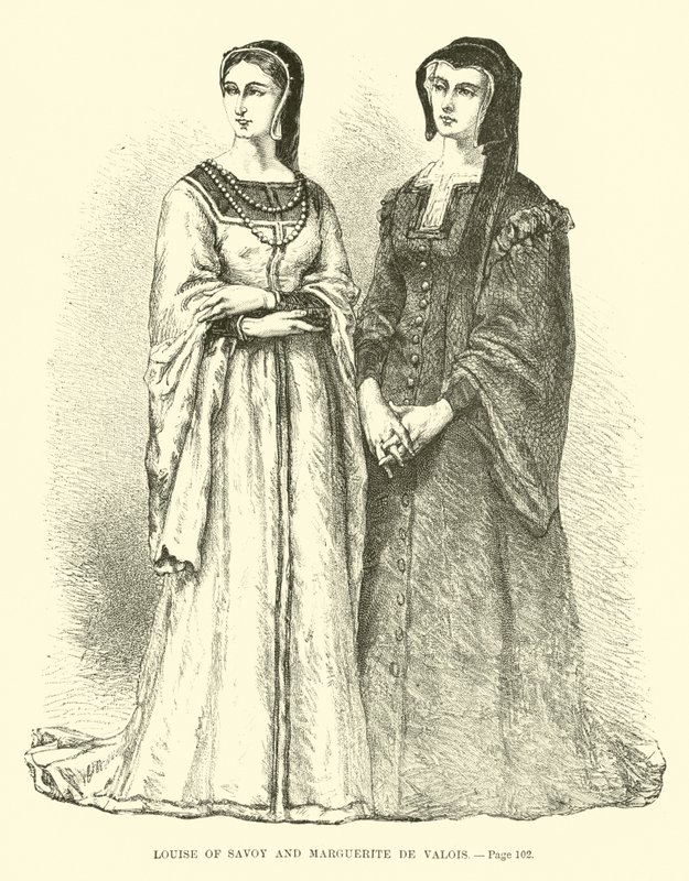 Louise av Savoy og Marguerite de Valois av French School