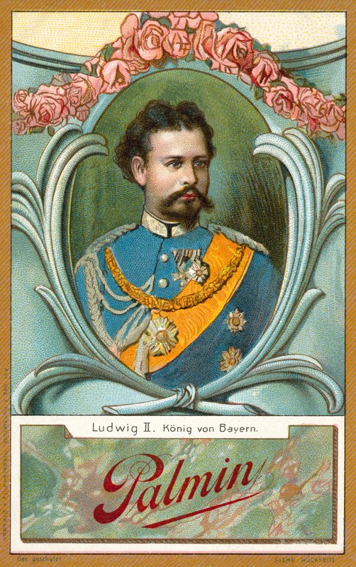 Ludwig II, konge av Bayern (chromolitho) av French School