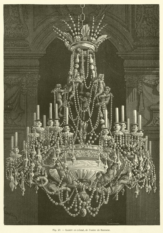 Krystalllysekrone, fra Baccarat-fabrikken (gravering) av French School