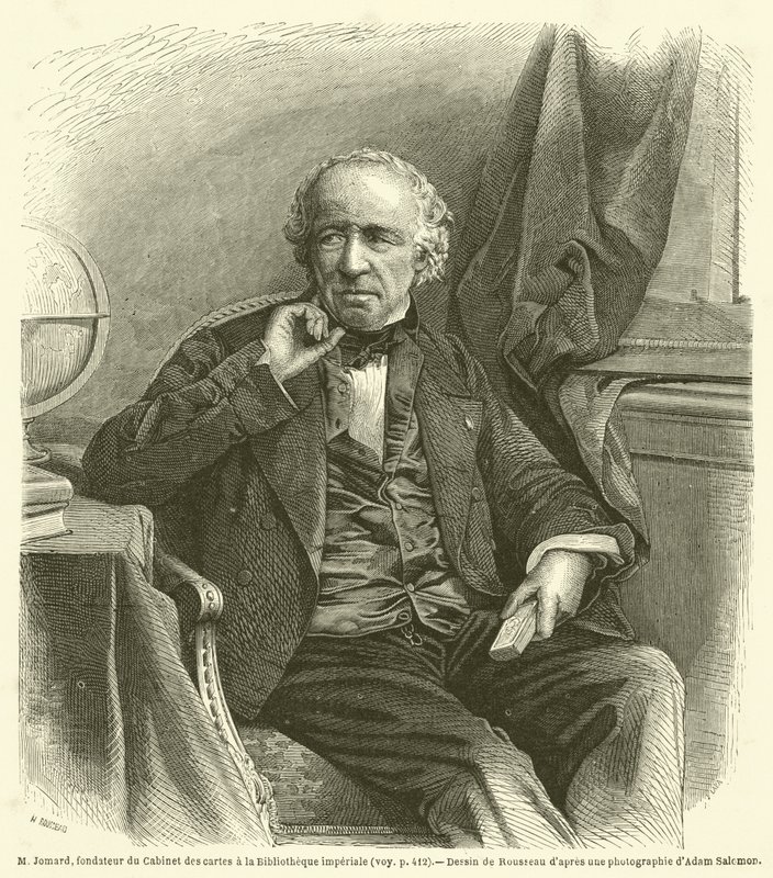 M Jomard, grunnlegger av Cabinet des cartes ved Imperial Library (gravering) av French School
