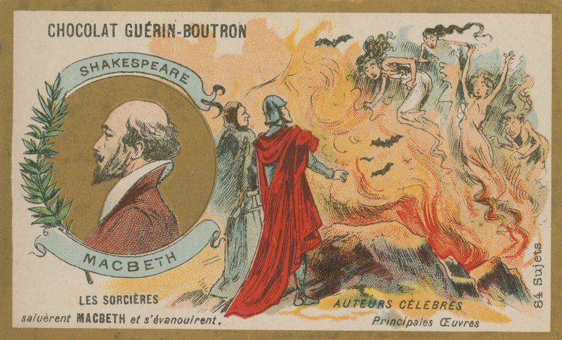 Macbeth, Chocolat Guerin-Boutron handelskort av French School