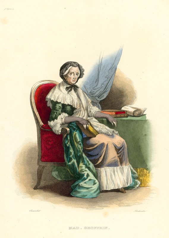 Madame Geoffrin (farget gravering) av French School