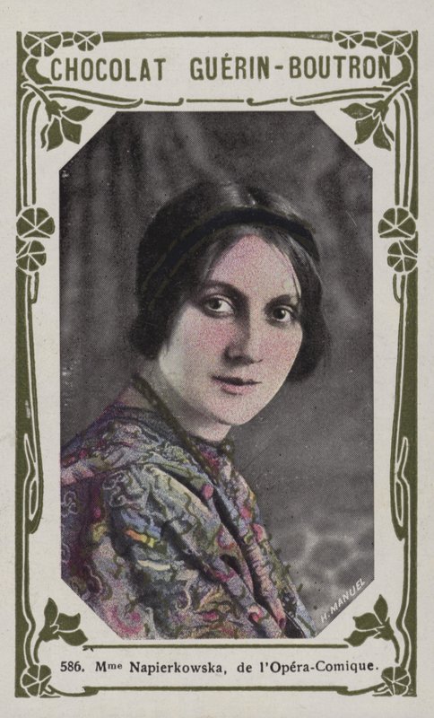 Madame Napierkowska, fra Opera-Comique (farget bilde) av French School