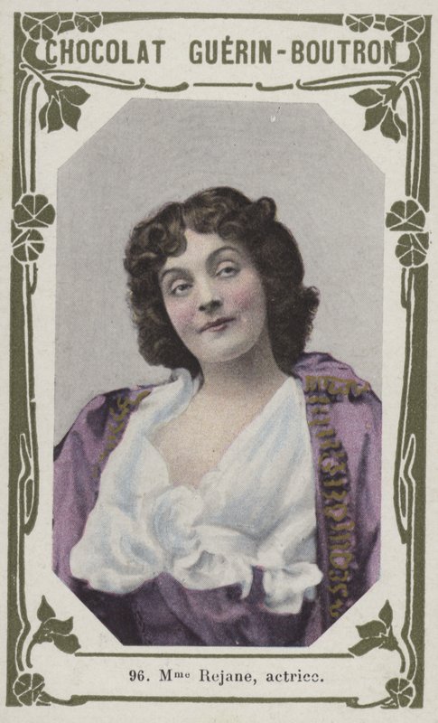 Madame Rejane, skuespiller (farget bilde) av French School