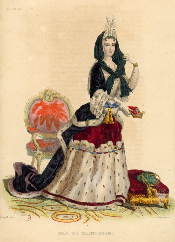Madame de Maintenon (farget gravering) av French School