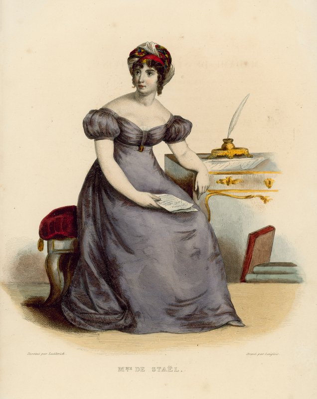 Madame de Stael (farget gravering) av French School