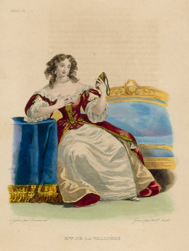 Madame de la Valliere (farget gravering) av French School