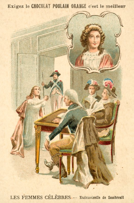 Mademoiselle de Sombreuil, den franske revolusjonen (chromolitho) av French School