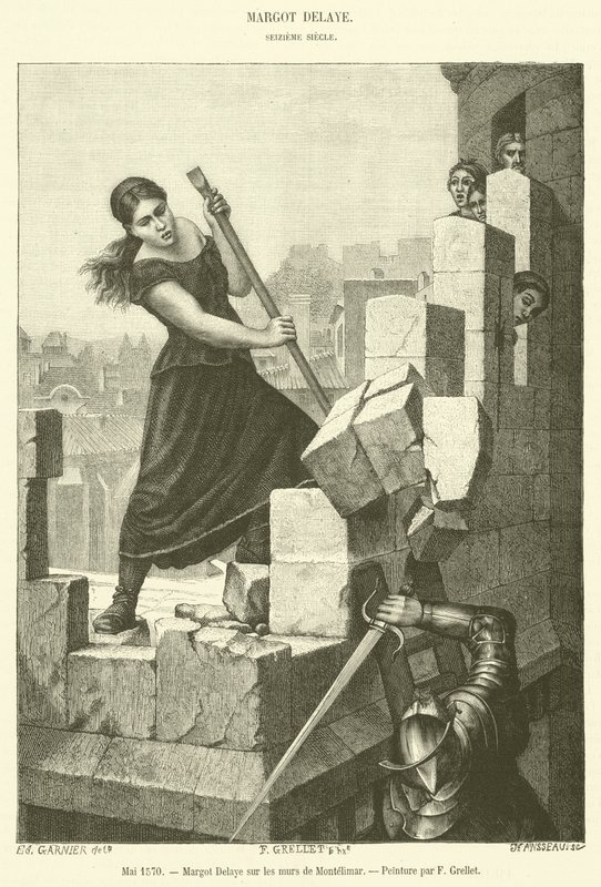 Mai 1570, Margot Delaye på veggene til Montelimar (gravering) av French School