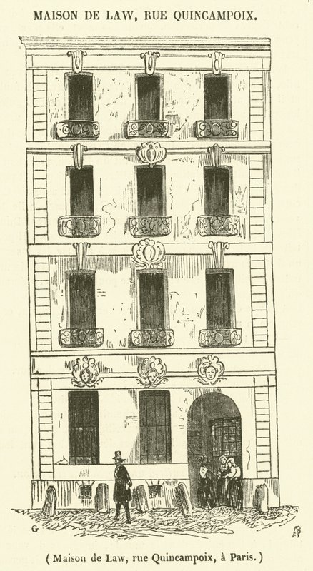House of Law, rue Quincampoix, i Paris (gravering) av French School
