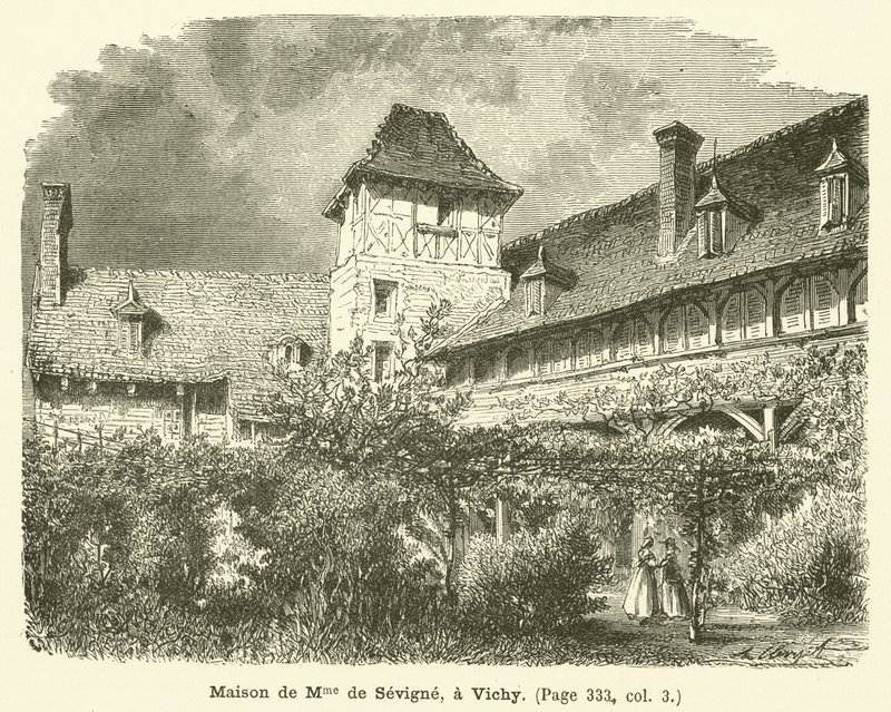 House of Madame de Sevigne, i Vichy (gravering) av French School
