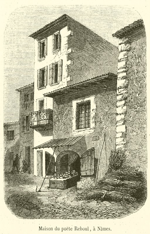 House of the poet Reboul, i Nimes (gravering) av French School
