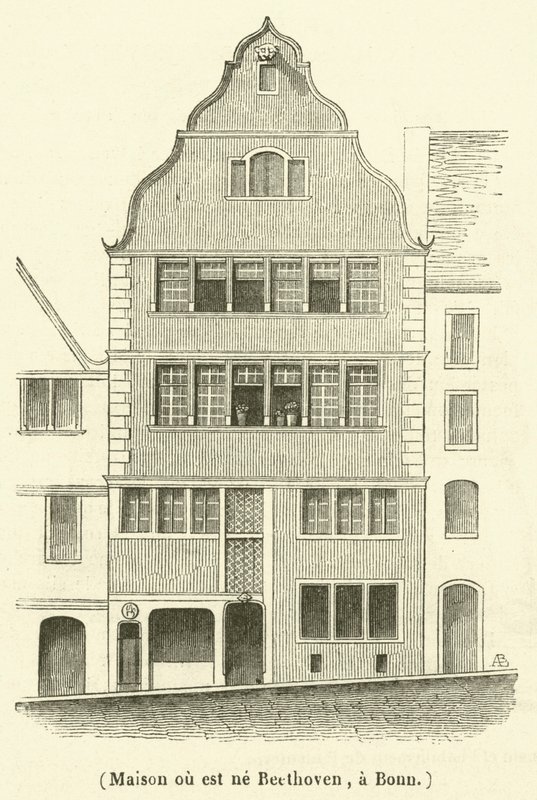 Huset der Beethoven ble født, i Bonn (gravering) av French School