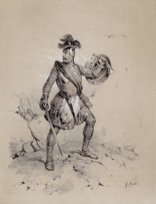 Malcolm I, konge av Skottland, 944 (litho) av French School