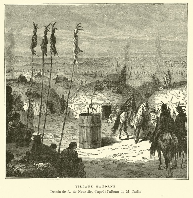 Mandan landsby, Nord-Amerika av French School