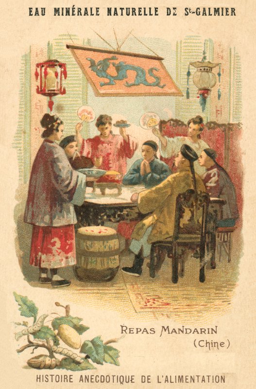 Mandarin måltid, Kina (chromolitho) av French School