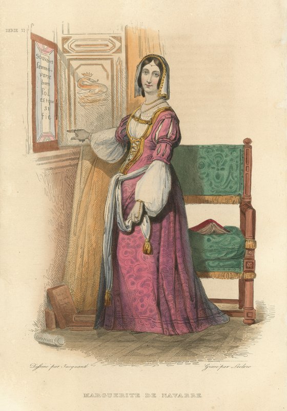 Marguerite de Navarre (farget gravering) av French School