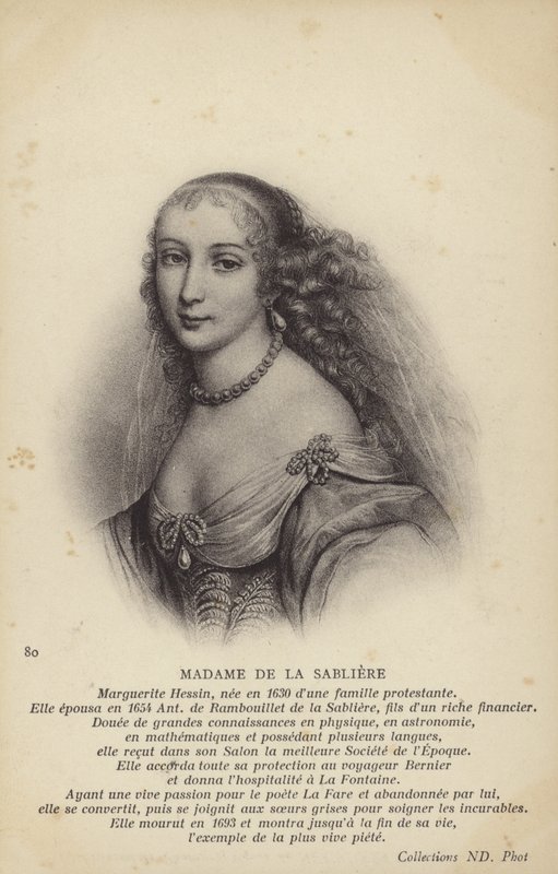 Marguerite de la Sabliere (ca. 1640-1693), fransk salonist (litografi) av French School