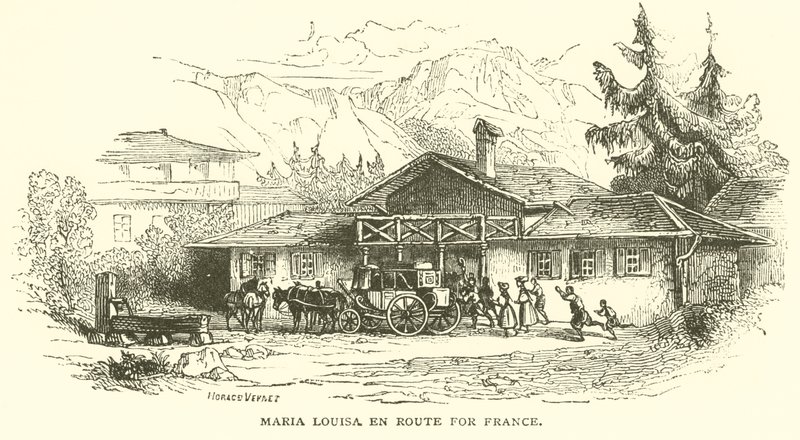 Maria louisa på vei til Frankrike (gravering) av French School