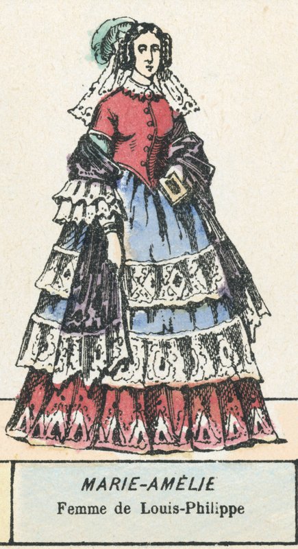 Marie-Amelie, kone til Louis-Philippe (farget gravering) av French School