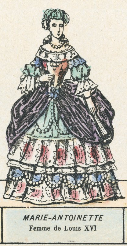 Marie Antoinette, kone til Louis XVI (farget gravering) av French School
