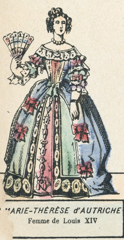 Marie-Therese av Østerrike, kone til Louis XIV (farget gravering) av French School