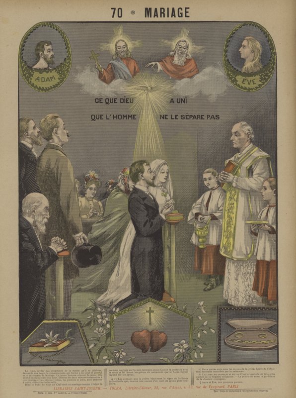 Ekteskap (farge litho) av French School