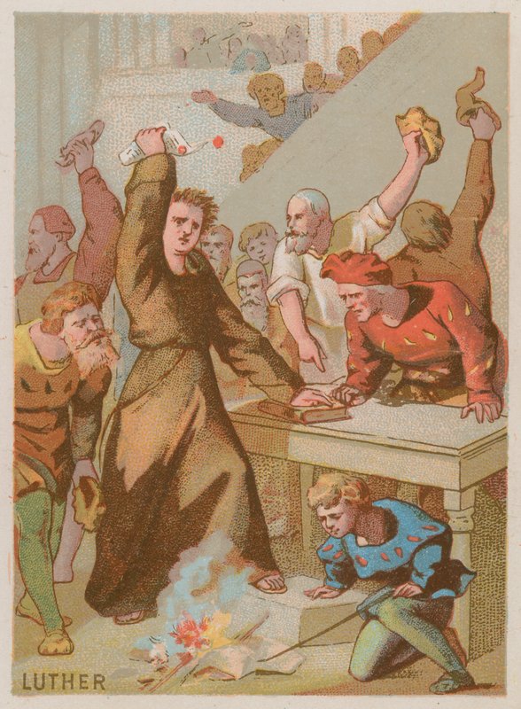 Martin Luther brenner den pavelige oksen og forbyr verkene hans av French School