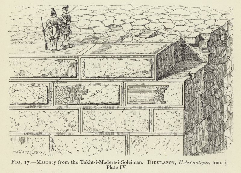 Murverk fra Takht-i-Madere-i-Soleiman av French School