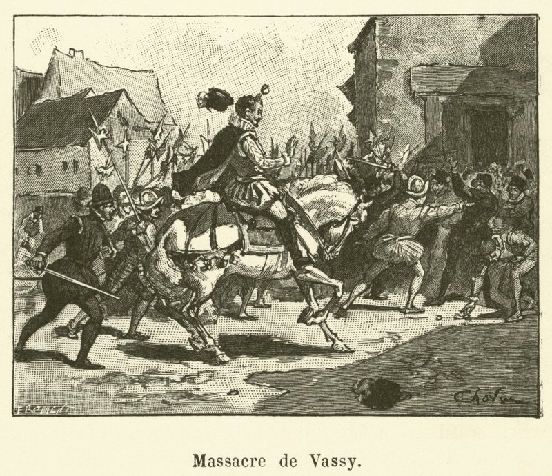 Massakren på Vassy (gravering) av French School
