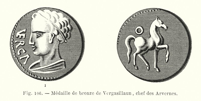 Bronsemedalje av Vergasillaun, sjef for Arvernes (gravering) av French School