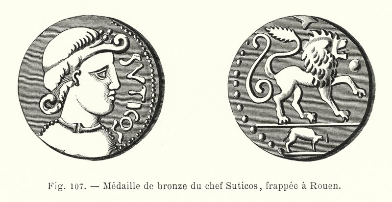 Bronsemedalje av Chief Suticos, preget i Rouen (gravering) av French School