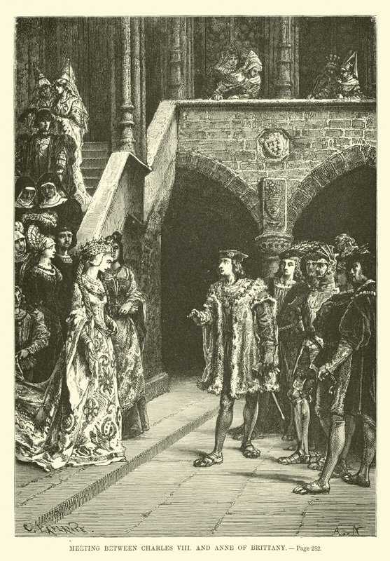 Møte mellom Charles VIII og Anne av Bretagne av French School