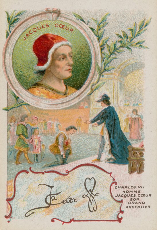 Handelsmannen Jacques Coeur ble møtt av kong Charles VII av French School